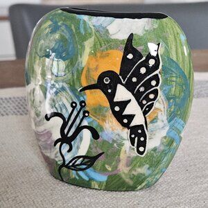 Mana Pottery Pillow Vase Southwest designs AZ signed and dated 1948-1998